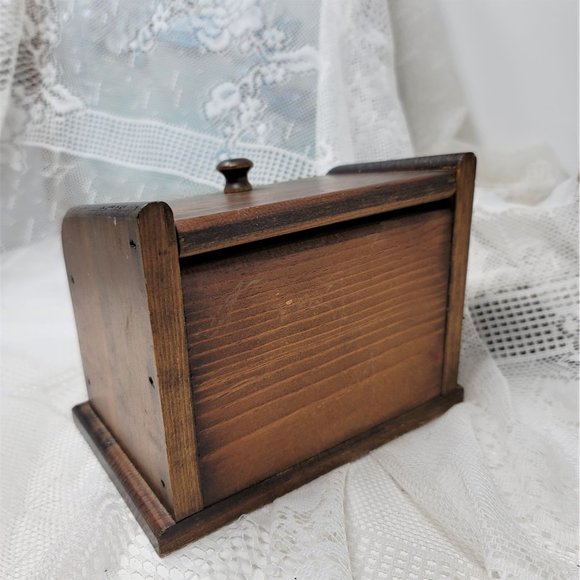 Vintage Wood Trinket Box Recipe Holder - Picture 8 of 11